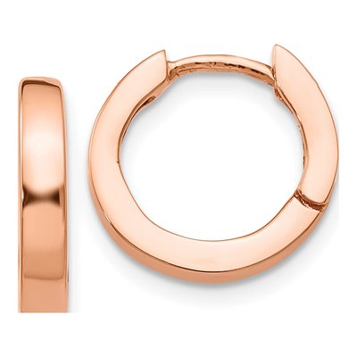 14K Rose Gold 14mm Huggie Hoop Earrings