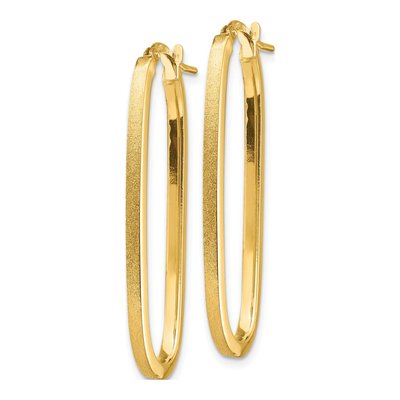 14K Yellow Gold Oval Tube Hoop Earrings – view 3
