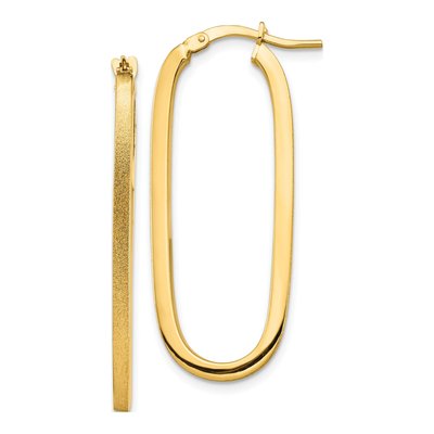 14K Yellow Gold Oval Tube Hoop Earrings