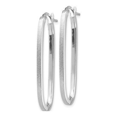 14K White Gold Oval Tube Hoop Earrings – view 3