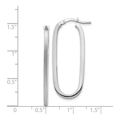 14K White Gold Oval Tube Hoop Earrings – view 5