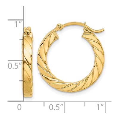 14K Yellow Gold 23mm Twisted Hoop Earrings – view 5