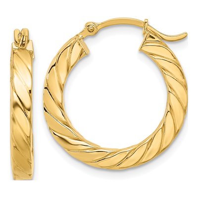 14K Yellow Gold 23mm Twisted Hoop Earrings