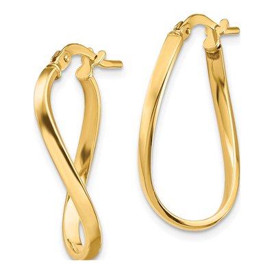 14K Yellow Gold Wavy Hoop Earrings – view 2