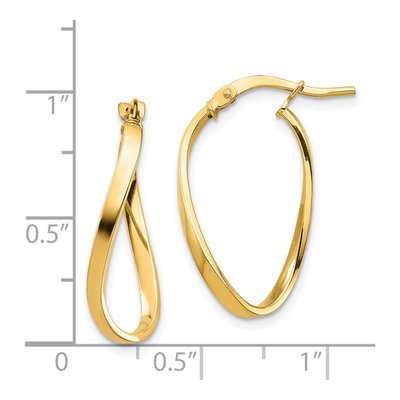 14K Yellow Gold Wavy Hoop Earrings – view 4
