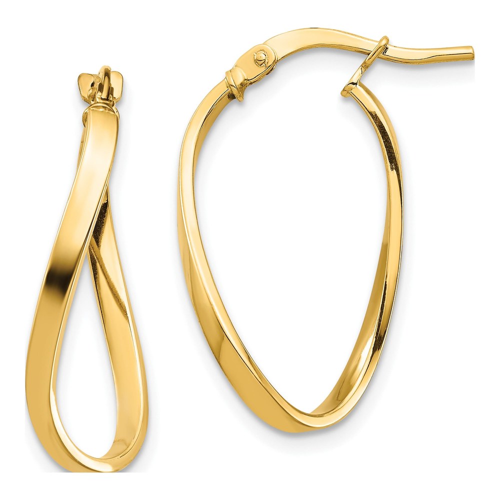 14K Yellow Gold Wavy Hoop Earrings