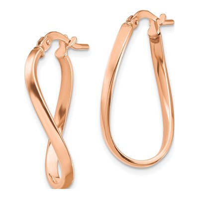 14K Rose Gold Wavy Hoop Earrings – view 2