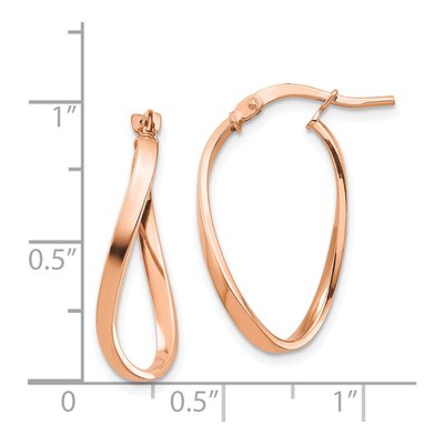 14K Rose Gold Wavy Hoop Earrings – view 4