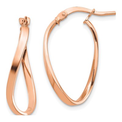 14K Rose Gold Wavy Hoop Earrings