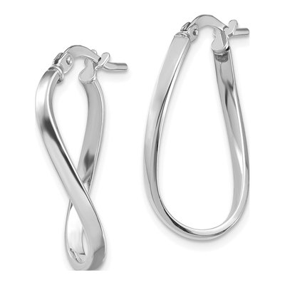 14K White Gold Wavy Hoop Earrings – view 3