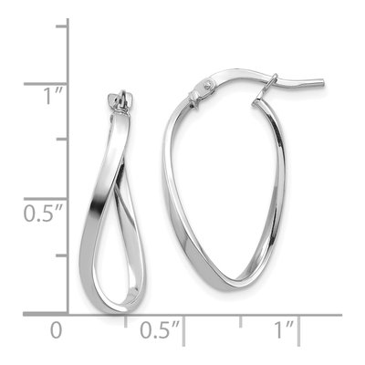 14K White Gold Wavy Hoop Earrings – view 5