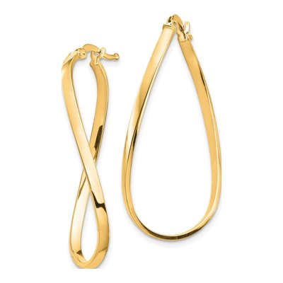 14K Yellow Gold Wavy Hoop Earrings – view 3