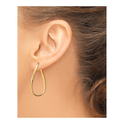 14K Yellow Gold Wavy Hoop Earrings – view 4
