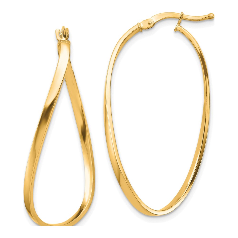 14K Yellow Gold Wavy Hoop Earrings