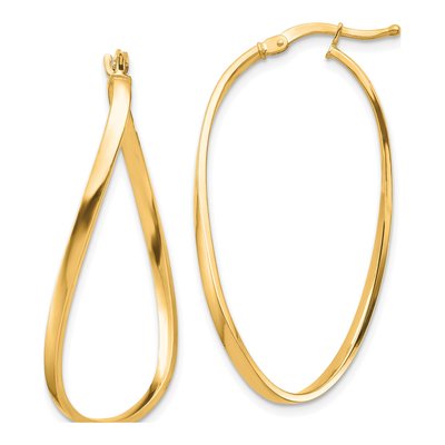 14K Yellow Gold Wavy Hoop Earrings