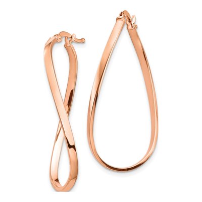 14K Rose Gold Wavy Hoop Earrings – view 3
