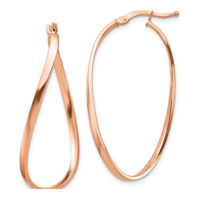 14K Rose Gold Wavy Hoop Earrings