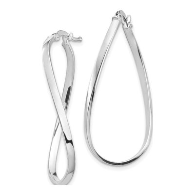 14K White Gold Wavy Hoop Earrings – view 3