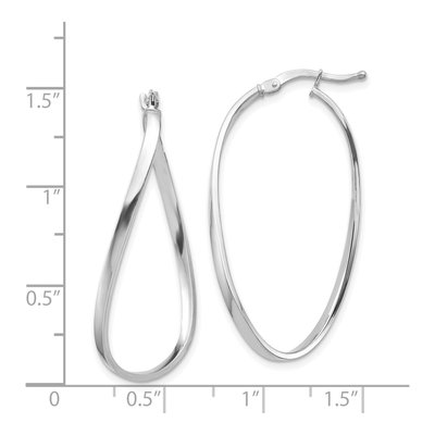 14K White Gold Wavy Hoop Earrings – view 5