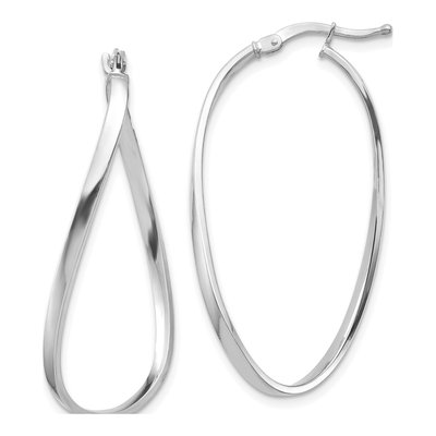 14K White Gold Wavy Hoop Earrings