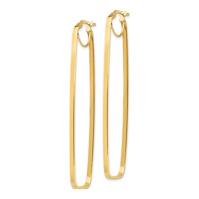 14K Yellow Gold 65mm Rectangle Hoop Earrings – view 3