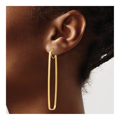 14K Yellow Gold 65mm Rectangle Hoop Earrings – view 4