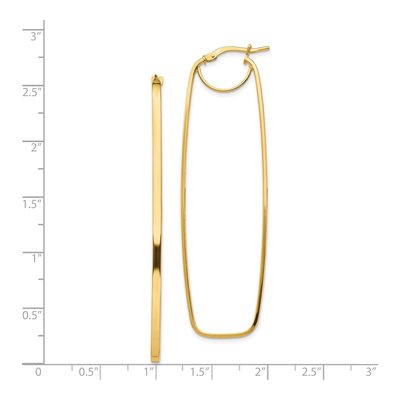 14K Yellow Gold 65mm Rectangle Hoop Earrings – view 5