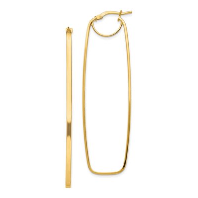 14K Yellow Gold 65mm Rectangle Hoop Earrings