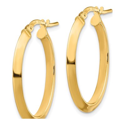 14K Yellow Gold Knife-Edge Oval Tube Hoop Earrings – view 3