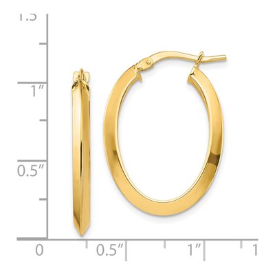 14K Yellow Gold Knife-Edge Oval Tube Hoop Earrings – view 5