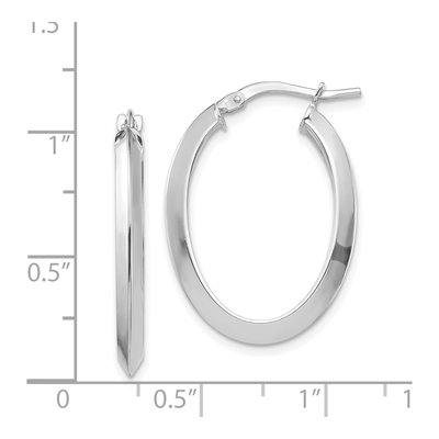 14K White Gold Knife-Edge Oval Hoop Earrings – view 5