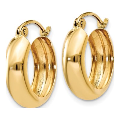 14K Yellow Gold 15mm Round Hoop Earrings – view 3