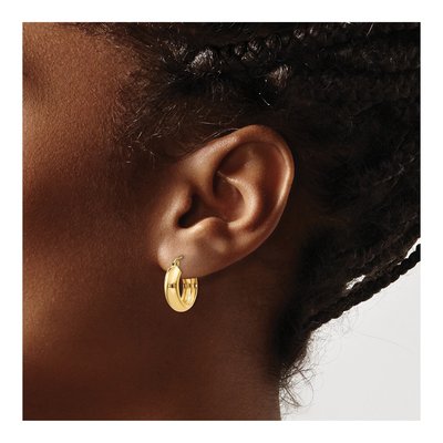 14K Yellow Gold 15mm Round Hoop Earrings – view 4