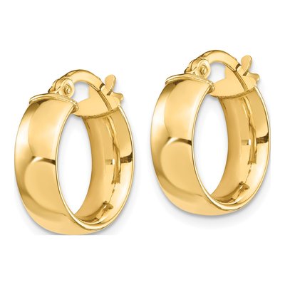 14K Yellow Gold Polished Tube Hoop Earrings – view 2