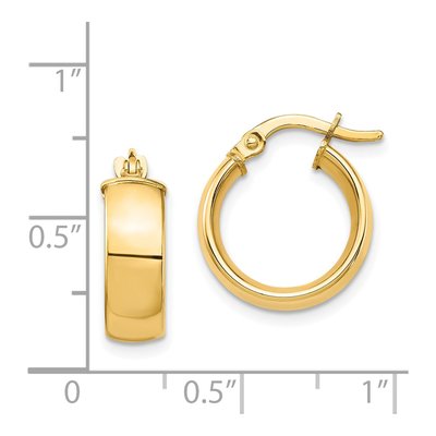 14K Yellow Gold Polished Tube Hoop Earrings – view 4