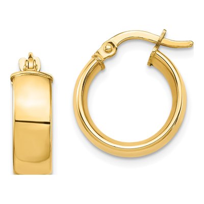 14K Yellow Gold 16mm Tube Hoop Earrings