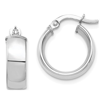 14K White Gold 16mm Tube Hoop Earrings