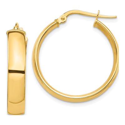 14K Yellow Gold 26mm Tube Hoop Earrings