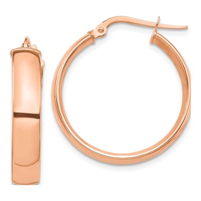 14K Rose Gold 26mm Tube Hoop Earrings