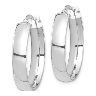 14K White Gold 26mm Tube Hoop Earrings – view 3
