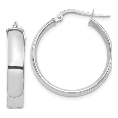 14K White Gold 26mm Tube Hoop Earrings