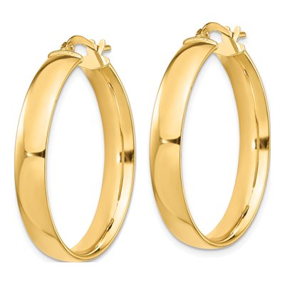 14K Yellow Gold 30mm High Tube Hoop Earrings – view 3