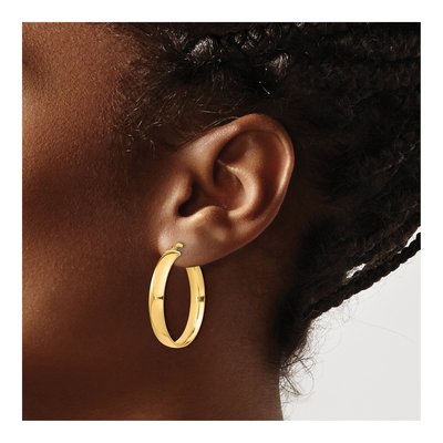 14K Yellow Gold 30mm High Tube Hoop Earrings – view 4