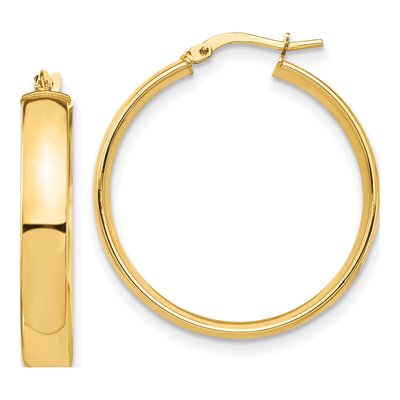 14K Yellow Gold 30mm High Tube Hoop Earrings