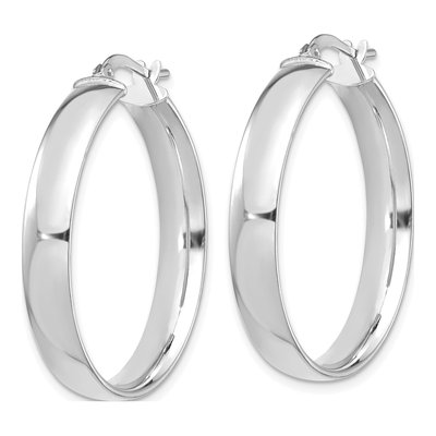 14K White Gold 30mm Tube Hoop Earrings – view 3