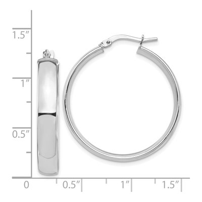14K White Gold 30mm Tube Hoop Earrings – view 5