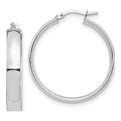 14K White Gold 30mm Tube Hoop Earrings