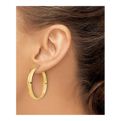 14K Yellow Gold 39mm High Tube Hoop Earrings – view 3