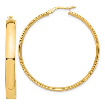 14K Yellow Gold 39mm Tube Hoop Earrings