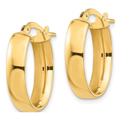 14K Yellow Gold Oval Tube Hoop Earrings – view 3